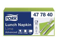 Tork 477840 Lunch/Servilletas para almuerzo / 10 paquetes x 200 unidades (2000 servilletas) / color verde lima / 2 capas / 33 x 32,6 cm/Advanced