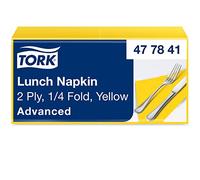 Tork 477841 Lunch/Servilletas para almuerzo / 10 paquetes x 200 unidades (2000 servilletas) / color amarillo / 2 capas / 33 x 32,6 cm/Advanced