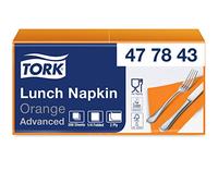Tork 477843 Lunch/Servilletas para almuerzo / 10 paquetes x 200 unidades (2000 servilletas)/ color naranja / 2 capas / 33 x 32,6 cm/Advanced