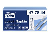 Tork 477844 Lunch/Servilletas para almuerzo / 10 paquetes x 200 unidades (2000 servilletas) / color celeste / 2 capas / 33 x 32,6 cm/Advanced