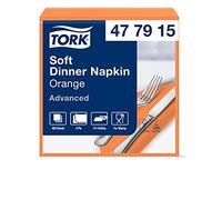 Tork 477915 Soft Dinner Servilleta para cena extrasuave / 3 capas/color naranja / 12 paquetes x 100 unidades (1200 servilletas) / 39 cm x 39 cm/Advanced