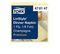 Tork 478147 Linstyle Servilleta para cena/Servilleta Airlaid con plegado americano 1/8 / 1 capa/color champagne / 12 paquetes x 50 unidades (600 servilletas)/ 40 cm x 39 cm/Premium