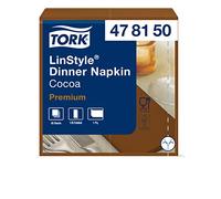 Tork 478150 Linstyle Servilleta para cena/Servilleta Airlaid con plegado americano 1/8 / 1 capa/color chocolate /12 paquetes x 50 unidades (600 servilletas)/ 40 cm x 39 cm/Premium