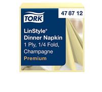 Tork 478712 Linstyle Servilleta para cena de color champagne / 1 capa / 12 paquetes x 50 unidades (600 servilletas) / 39 cm x 39 cm/Premium