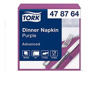 Tork 478764 Dinner Servilletas para cena/dos capas/pliegue 1/4 / color morado 12 paquetes x 150 unidades (1800 servilletas)/ 39 cm x 39 cm/Advanced