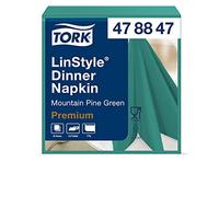 Tork 478847 Linstyle Servilleta para cena color verde oscuro / 1 capa / 12 paquetes x 50 unidades (600 servilletas)/ 39 cm x 39 cm/Premium