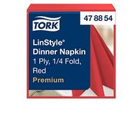 Tork 478854 Linstyle Servilleta roja para cena / 1 capa / 12 paquetes x 50 unidades (600 servilletas) / 39 cm x 39 cm/Premium