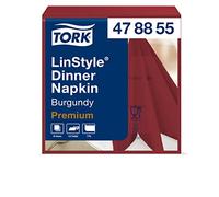 Tork 478855 Linstyle Servilleta para cena color burdeos / 1 capa / 12 paquetes x 50 unidades (600 servilletas)/ 39 cm x 39 cm/Premium