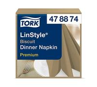 Tork 478874 Linstyle Servilleta para cena color beige / 1 capa / 12 paquetes x 50 unidades (600 servilletas) / 39 cm x 39 cm/Premium