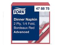 Tork 478875 Dinner Servilletas para cena/dos capas/pliegue 1/4 / color burdeos / 12 paquetes x 150 unidades (1800 servilletas) / 39 cm x 39 cm/Advanced