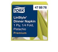 Tork 478876 Linstyle Servilleta para cena color verde pistacho / 1 capa / 12 paquetes x 50 unidades (600 servilletas) / 39 cm x 39 cm/Premium
