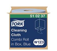 Tork 510237 Paño de limpieza Premium | color azul, 1 capa, Papel multiuso compatible con los sistemas W1, W2 y W3, 1 bobina x 152 m de largo