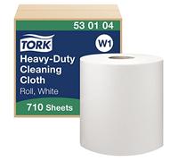 Tork 530104 Paño de limpieza de uso intensivo Premium / 1 capa/Papel multiuso superabsorbente compatible con el sistema W1 / 1 bobina x 269,8 m de largo/color blanco