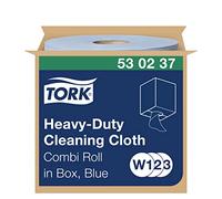Tork 530237 Paño de limpieza industrial ultrarresistente Premium / 1 capa/Papel multiuso compatible con los sistemas W1, W2 y W3 / 1 bobina x 60,8 m de largo/color azul