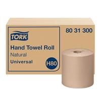 Tork 8031300 Rollo de toalla de mano de papel universal, muesca en Y, 1 capa, 8 pulgadas de ancho x 800 pies de largo, natural (caja de 6 rollos, 800 pies por rollo, 4,800 pies por caja)