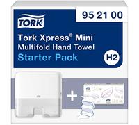Tork 952100 Kit de inicio mini / 1 x Dispensador + 1 x Recambio de toallas de mano para el sistema de toallas entredobladas H2 / Blanco (100 hojas)