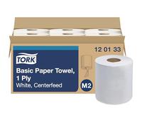 Tork Centerfeed - Limpiaparabrisas de papel blanco M2, alta absorción, 6 x 1000 hojas, 120133
