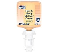 Tork Crema de Ducha Luxury Mini para Cuerpo y Cabello S5, Champú, acondicionador y gel de ducha 3 en 1, 8 x 525 ml, 425662