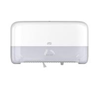 Tork Dispensador Mini de 2 Rollos de Papel Higiénico Jumbo T2, 555560 | Blanco / Cerrado / Diseño Elevation