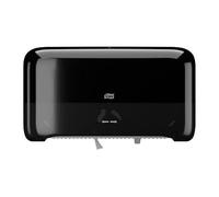 Tork Dispensador Mini de 2 Rollos de Papel Higiénico Jumbo T2, 555568 | Negro / Cerrado / Diseño Elevation