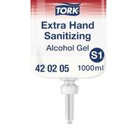 Tork Extra Gel Desinfectante de Manos con Alcohol S1, Sin Residuo Pegajoso, 6 x 1000ml, 420205