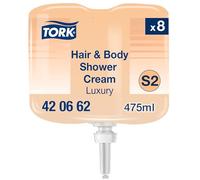 Tork Gel de Ducha Mini para Cuerpo y Cabello 3 en 1 Luxury S2, Aroma Argán y Vainilla, 8 × 475 ml, 420662