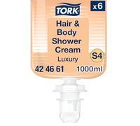 Tork Gel de Ducha para Cuerpo y Cabello 3 en 1 Luxury S4, Aroma Argán y Vainilla, 6 × 1000 ml, 424661