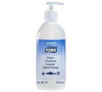 Tork Jabón Líquido de Manos con Control de Olores, Suave, Sin Perfume, 1 botella de 500 ml (424015)