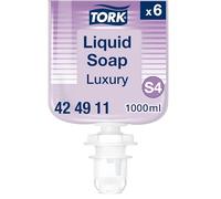 Tork Jabón Líquido Luxury S4, Desinfectante con Aroma Floral, 6 × 1000 ml, 424911