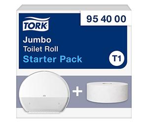 Tork Jumbo Toilet Roll Starter Pack - 954000 - T1 + Recambio de papel higiénico (360 m)