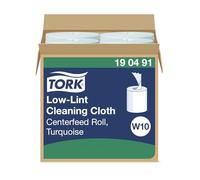 Tork 190491 Paños de limpieza sin pelusas Premium / 1 capa/Paños multiusos compatibles con el sistema W10 / 4 bobinas x 60 m de largo/color turquesa