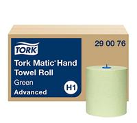 Tork Matic Green Hand Towel Roll Advanced 290076 - Toallas de papel H1 para el dispensador de rollos de toallas, absorbentes, resistentes al desgarro, de 2 capas, verdes - 6 rollos x 150 m
