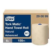 Tork Matic Toalla de Mano de Papel Natural H1, Advanced, Toallas de Papel Antirroturas, 2 capas, 6 × 150 m, 290099