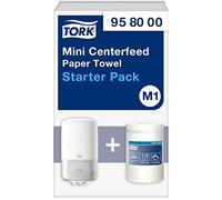 Tork Mini Centrefeed Toalla de papel Starter Pack - 958000 - M1 + Recambio de papel de limpieza (120 metros)