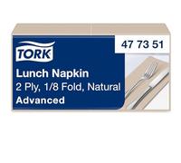 Tork Natural Servilleta de almuerzo, 1/8 pliegue de 2 capas, 33 cm x 33 cm, 10 x 200 servilletas, 477351