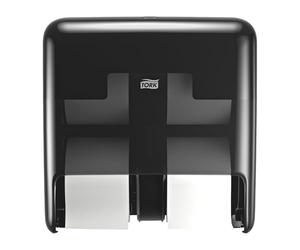 Tork OptiServe Dispensador para Cuatro Rollos de Papel Higiénico sin Mandril Negro T7, Dispensador Vertical, Línea Elevation, 558052