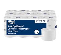 Tork OptiServe Papel Higiénico sin Madril Blanco T7, Advanced, 2 capas, 24 × 820 hojas, 472630
