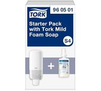 Tork Pack de Inicio con dispensador de jabón Suave Blanco S4, formulación perfumada Suave, dispensador y 1 Recambio de 1000 ml, 960501