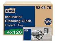 Tork Paño de limpieza industrial gris W4, flexible y suave, 4 x 120 paños, 520679