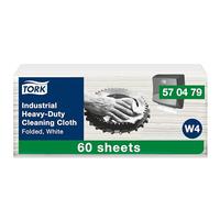 Tork Paño de Limpieza Industrial Ultrarresistente W4, 570479 | Blanco, Multiusos, 60 paños