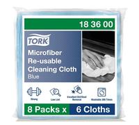 Tork 183600 Paño Limpieza Microfibra Reutilizable, Azul Cartón De 6 40