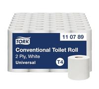 Tork Papel Higiénico en Rollos Pequeños Blanco T4, Universal, 2 capas, 64 × 250 hojas, 110789