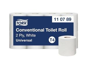 Tork Papel Higiénico en Rollos Pequeños Blanco T4, Universal, 2 capas, 8 × 250 hojas, 110789