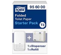 Tork Papel higiénico Starter Pack- 956000 - T3 + Recambios de papel higiénico doblado (252 hojas)