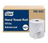 Tork Rollo de toalla de mano, blanco, avanzado, H21, suave, desechable, 100% reciclado, absorbente, 1 capa, 12 x 800 pies, RB800