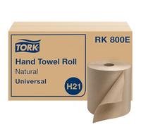 Tork Rollo de toallas de papel natural, rollo de mano universal, toallas de papel natural con pañuelos marrones hechas de 100% fibra reciclada, 6 rollos x 800 pies, compatible con dispensador H21,
