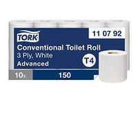 Tork Rollos de papel higiénico blanco T4 Advanced, 3 capas, 70 × 150 hojas, 110792