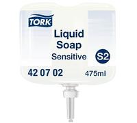 Tork Sensitive Jabón Líquido para Lavado de Manos Mini S2, 420702 | Dermatológicamente probado, 475 ml