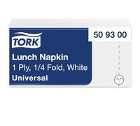 Tork Servilleta de Almuerzo Blanca, Plegado 1/4, 1 capa, 32 cm x 32 cm, 8 x 500 servilletas, 509300