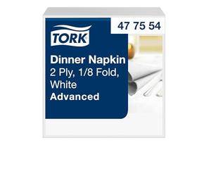 Tork Servilleta de Cena Blanca, Plegado 1/8, 2 capas, 39 cm x 39 cm, 12 x 150 servilletas, 477554